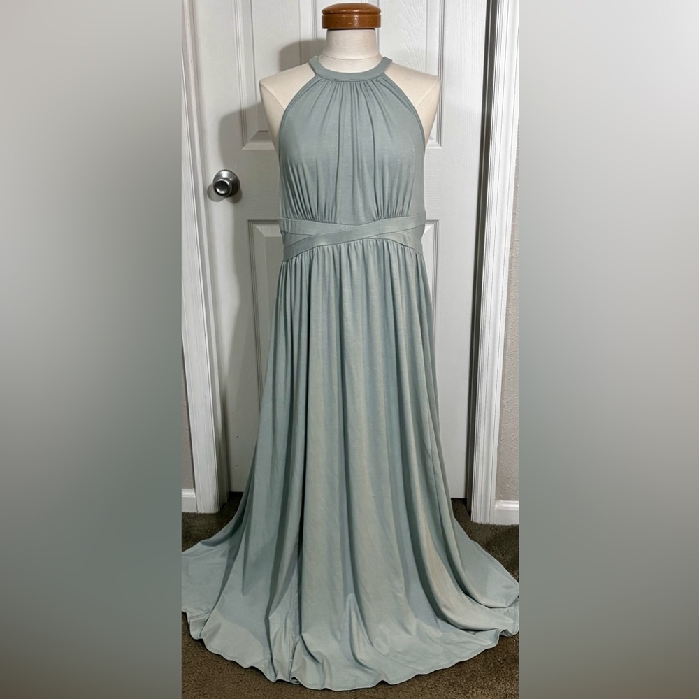 Torrid Mint Green Halter Maxi Dress Size 1X NWT Flowing Jersey Bridesmaid Party